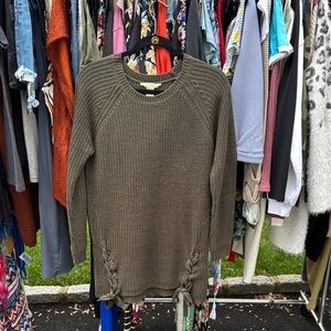 Olive Green Sweater with Side Ties